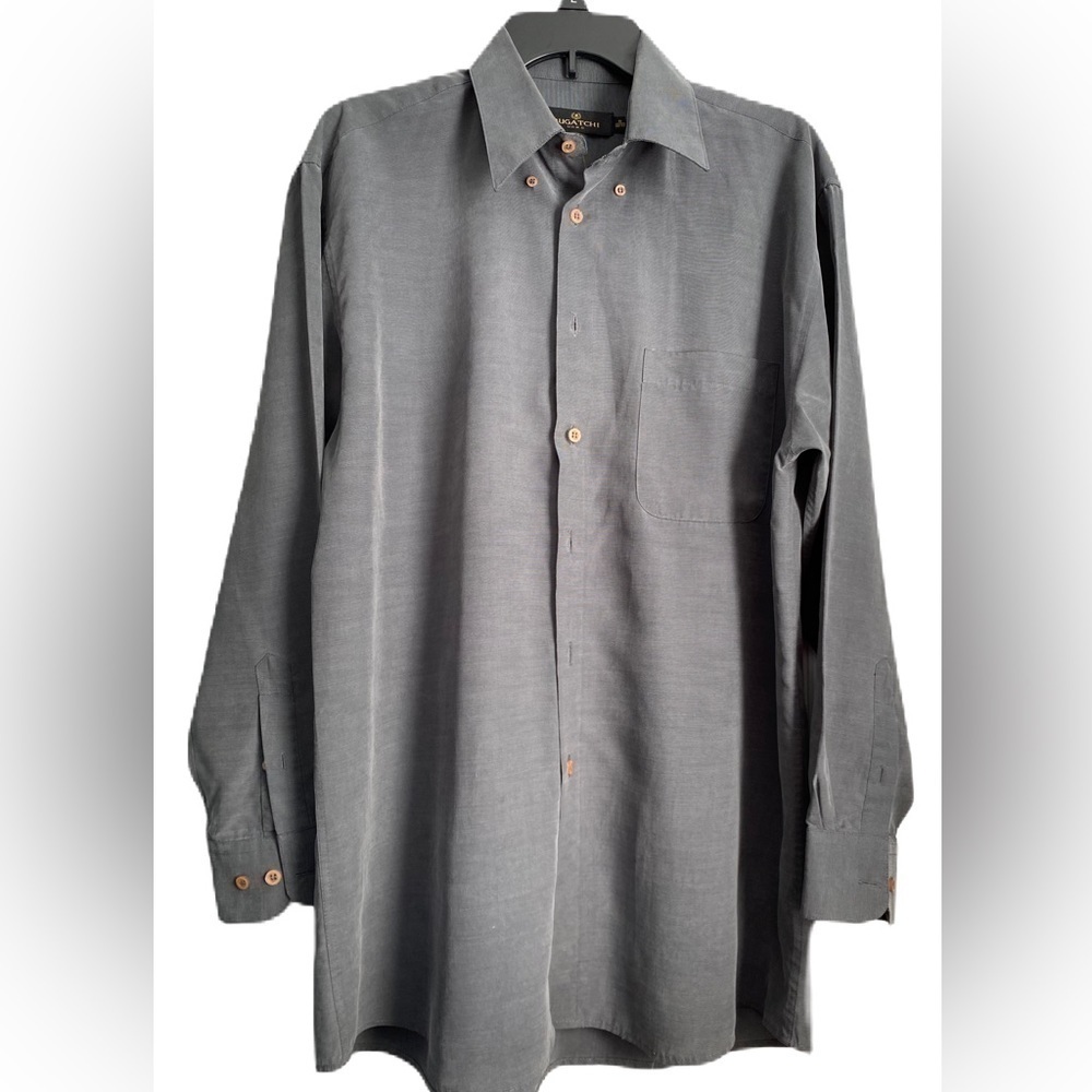 Bugatti Uomo Gray Long Sleeve Button Down Dress Shirt Size: 16 32/33